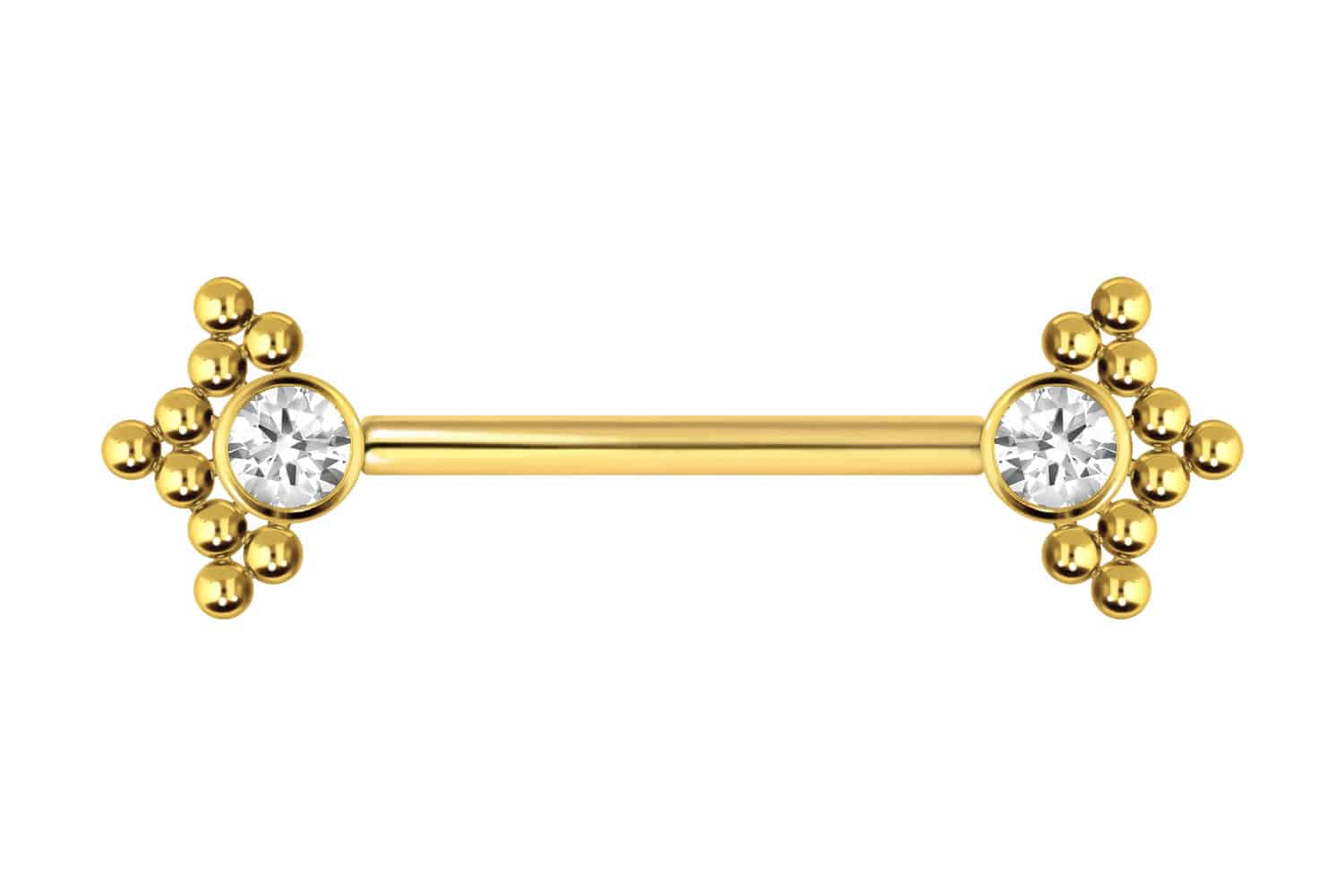 Titan Barbell Piercing mit Push Fit KRISTALL + 3 KUGELDREIECKE